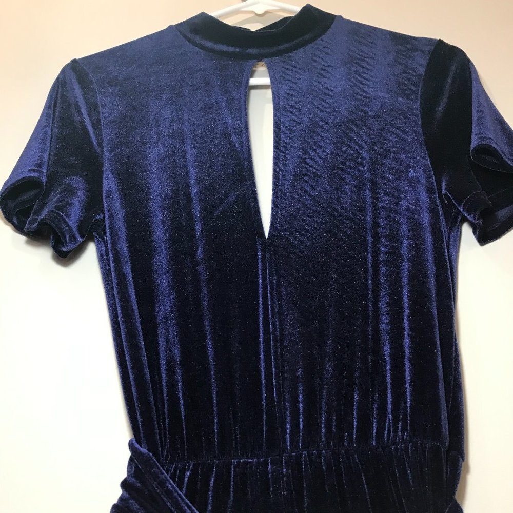 Gorgeous Navy Blue Velvet Romper - Picture 11 of 13